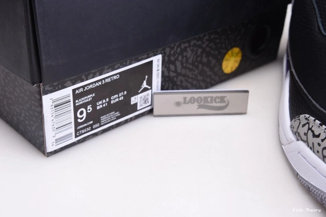 Kick Theory Black CT8532-050 Court Jordan Air Retro 3 Purple 0705